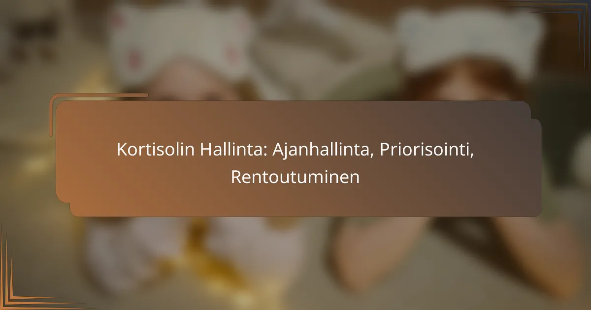 Kortisolin Hallinta: Ajanhallinta, Priorisointi, Rentoutuminen