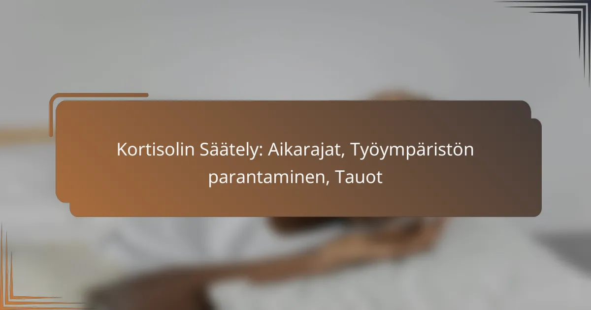 Kortisolin Säätely: Aikarajat, Työympäristön parantaminen, Tauot
