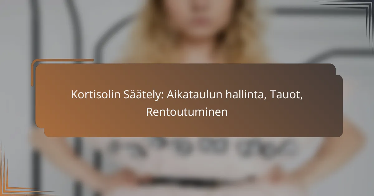 Kortisolin Säätely: Aikataulun hallinta, Tauot, Rentoutuminen