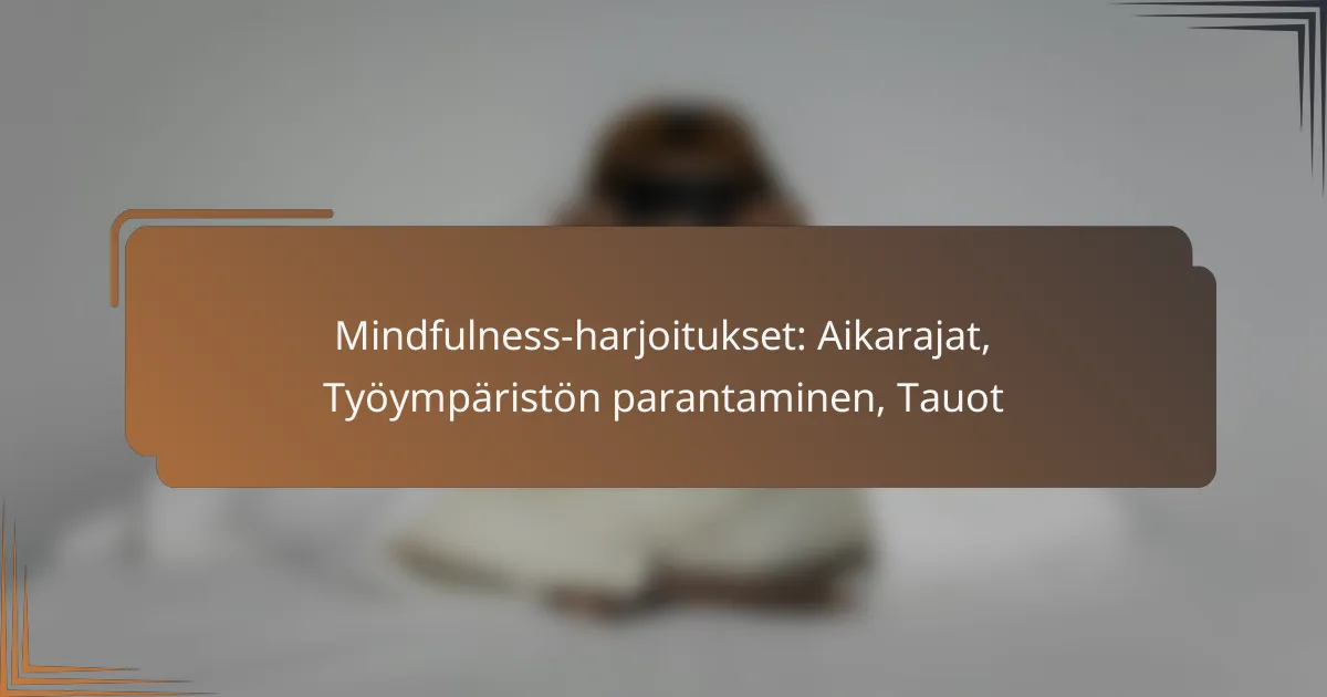 Mindfulness-harjoitukset: Aikarajat, Työympäristön parantaminen, Tauot